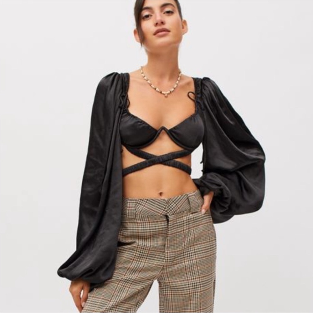 For Love And Lemons Pia Bra Satin Top